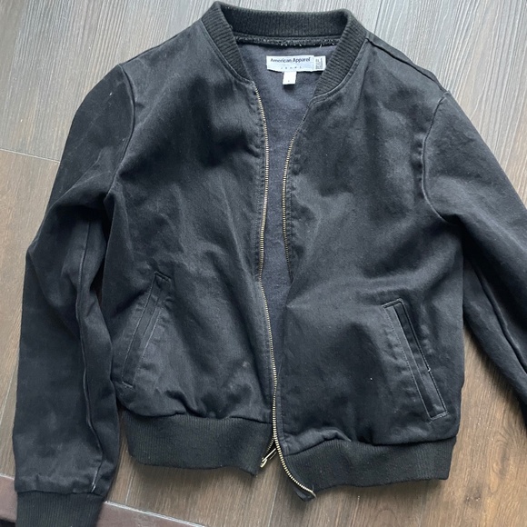 American Apparel Bomber Black Jacket - Picture 1 of 3